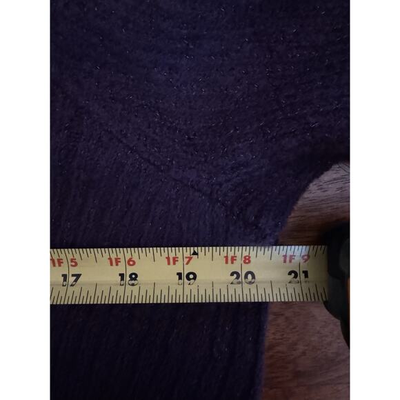 Liz Claiborne Purple Plum Ribbed Metallic V Neck Long Sleeve Sweater Cozy Top L - Picture 5 of 8